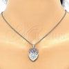 Juego de Arete y Dije de Adulto 10.233.0040.4 Rodio Laminado, Diseño de Corazón, con Zirconia Cubica Multicolor, Diamantado, Rodinado