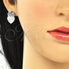 Juego de Arete y Dije de Adulto 10.233.0040.4 Rodio Laminado, Diseño de Corazón, con Zirconia Cubica Multicolor, Diamantado, Rodinado