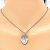 Juego de Arete y Dije de Adulto 10.233.0040.5 Rodio Laminado, Diseño de Corazón, con Zirconia Cubica Negro y Blanca, Diamantado, Rodinado