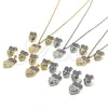 Juego de Arete y Dije de Adulto 10.233.0040.5 Rodio Laminado, Diseño de Corazón, con Zirconia Cubica Negro y Blanca, Diamantado, Rodinado
