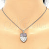 Juego de Arete y Dije de Adulto 10.233.0040.6 Rodio Laminado, Diseño de Corazón, con Zirconia Cubica Rubi y Blanca, Diamantado, Rodinado