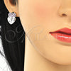 Juego de Arete y Dije de Adulto 10.233.0040.6 Rodio Laminado, Diseño de Corazón, con Zirconia Cubica Rubi y Blanca, Diamantado, Rodinado