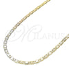 Gargantilla Basica 04.65.0204.24 Oro Laminado, Diseño de Mariner, Pulido, Tres Tonos (03 MM Thickness, 24 Inches Length)