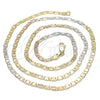 Gargantilla Basica 04.65.0204.24 Oro Laminado, Diseño de Mariner, Pulido, Tres Tonos (03 MM Thickness, 24 Inches Length)