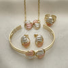 Juego de Arete y Dije de Nino 06.65.0151 Oro Laminado, Pulido, Tres Tonos