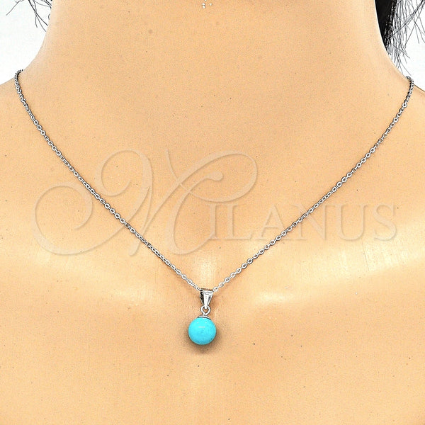 Juego de Arete y Dije de Adulto 10.63.0591 Plata Rodinada, Diseño de Bola, Pulido, Rodinado