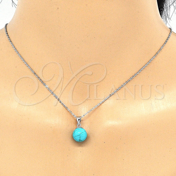 Juego de Arete y Dije de Adulto 10.63.0592 Plata Rodinada, Diseño de Bola, Pulido, Rodinado