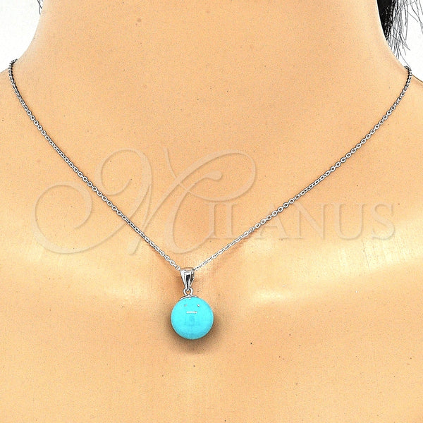 Juego de Arete y Dije de Adulto 10.63.0593 Plata Rodinada, Diseño de Bola, Pulido, Rodinado