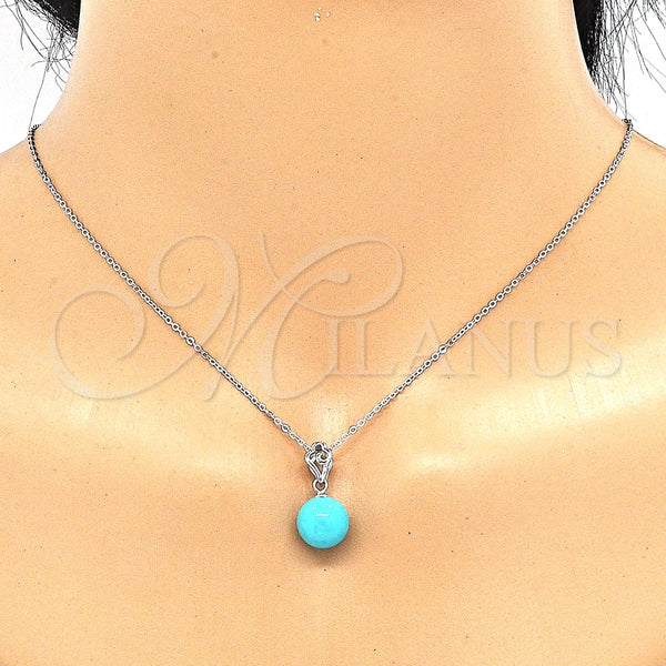 Juego de Arete y Dije de Adulto 10.63.0596.1 Plata Rodinada, Diseño de Bola, Pulido, Rodinado