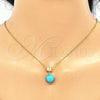 Juego de Arete y Dije de Adulto 10.63.0599 Plata Rodinada, Diseño de Bola, con Zirconia Cubica Blanca, Pulido, Tono Dorado