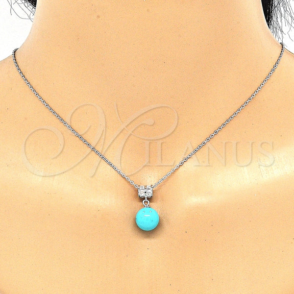 Juego de Arete y Dije de Adulto 10.63.0599.1 Plata Rodinada, Diseño de Bola, con Zirconia Cubica Blanca, Pulido, Rodinado