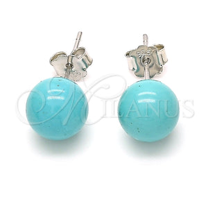 Arete Dormilona 02.63.2697 Plata Rodinada, Diseño de Bola, Pulido, Rodinado