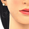 Arete Dormilona 02.156.0353 Oro Laminado, Diseño de Bola, con Marfil Perla and Blanca Micro Pave, Pulido, Tono Dorado