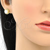 Arete Dormilona 02.342.0049 Oro Laminado, con Marfil Perla, Pulido, Tono Dorado