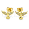 Arete Dormilona 02.342.0058 Oro Laminado, Diseño de Águila, con Blanca Micro Pave, Pulido, Tono Dorado