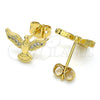 Arete Dormilona 02.342.0058 Oro Laminado, Diseño de Águila, con Blanca Micro Pave, Pulido, Tono Dorado