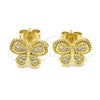 Arete Dormilona 02.342.0059 Oro Laminado, Diseño de Mariposa, con Blanca Zirconia Cubica, Pulido, Tono Dorado