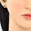 Arete Dormilona 02.342.0064 Oro Laminado, Diseño de Luna, con Multicolor Zirconia Cubica, Pulido, Tono Dorado