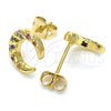 Arete Dormilona 02.342.0064 Oro Laminado, Diseño de Luna, con Multicolor Zirconia Cubica, Pulido, Tono Dorado