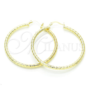 Argolla Grande 02.213.0150.50 Oro Laminado, Diseño de Hueco, Diamantado, Tono Dorado