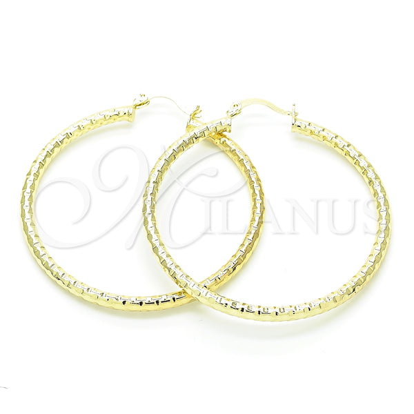 Argolla Grande 02.213.0150.50 Oro Laminado, Diseño de Hueco, Diamantado, Tono Dorado