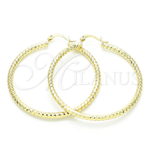 Argolla Grande 02.213.0154.50 Oro Laminado, Diseño de Hueco, Diamantado, Tono Dorado