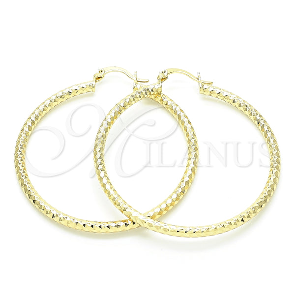 Argolla Grande 02.213.0154.50 Oro Laminado, Diseño de Hueco, Diamantado, Tono Dorado