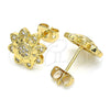 Arete Dormilona 02.156.0375 Oro Laminado, Diseño de Flor, con Blanca Zirconia Cubica, Pulido, Tono Dorado