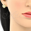 Arete Dormilona 02.156.0383 Oro Laminado, Diseño de Corazón, con Blanca Micro Pave, Pulido, Tono Dorado
