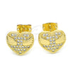 Arete Dormilona 02.156.0383 Oro Laminado, Diseño de Corazón, con Blanca Micro Pave, Pulido, Tono Dorado