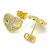 Arete Dormilona 02.156.0383 Oro Laminado, Diseño de Corazón, con Blanca Micro Pave, Pulido, Tono Dorado