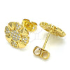 Arete Dormilona 02.156.0384 Oro Laminado, Diseño de Flor y Corazón, con Blanca Zirconia Cubica, Pulido, Tono Dorado
