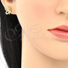 Arete Dormilona 02.156.0387 Oro Laminado, Diseño de Mariposa, con Blanca Zirconia Cubica, Pulido, Tono Dorado