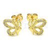 Arete Dormilona 02.156.0387 Oro Laminado, Diseño de Mariposa, con Blanca Zirconia Cubica, Pulido, Tono Dorado