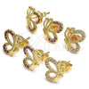 Arete Dormilona 02.156.0387 Oro Laminado, Diseño de Mariposa, con Blanca Zirconia Cubica, Pulido, Tono Dorado