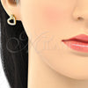 Arete Dormilona 02.156.0388 Oro Laminado, Diseño de Corazón, con Blanca Micro Pave, Pulido, Tono Dorado