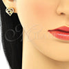 Arete Dormilona 02.156.0390 Oro Laminado, Diseño de Corazón y Manos, con Blanca Micro Pave, Pulido, Tono Dorado