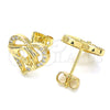 Arete Dormilona 02.156.0390 Oro Laminado, Diseño de Corazón y Manos, con Blanca Micro Pave, Pulido, Tono Dorado