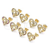 Arete Dormilona 02.156.0390 Oro Laminado, Diseño de Corazón y Manos, con Blanca Micro Pave, Pulido, Tono Dorado