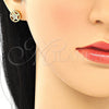 Arete Dormilona 02.156.0395 Oro Laminado, Diseño de Estrella, con Blanca Cristal, Pulido, Tono Dorado