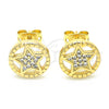 Arete Dormilona 02.156.0395 Oro Laminado, Diseño de Estrella, con Blanca Cristal, Pulido, Tono Dorado
