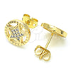 Arete Dormilona 02.156.0395 Oro Laminado, Diseño de Estrella, con Blanca Cristal, Pulido, Tono Dorado