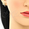 Arete Dormilona 02.156.0396 Oro Laminado, Diseño de Libélula, con Blanca Micro Pave, Pulido, Tono Dorado