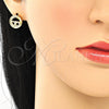 Arete Dormilona 02.156.0397 Oro Laminado, Diseño de Corazón, con Blanca Micro Pave, Pulido, Tono Dorado