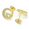 Arete Dormilona 02.156.0397 Oro Laminado, Diseño de Corazón, con Blanca Micro Pave, Pulido, Tono Dorado