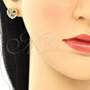 Arete Dormilona 02.156.0398 Oro Laminado, Diseño de Corazón y Amor, con Blanca Micro Pave, Pulido, Tono Dorado