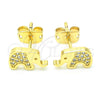 Arete Dormilona 02.156.0401 Oro Laminado, Diseño de Elefante, con Blanca Zirconia Cubica, Pulido, Tono Dorado