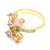 Anillo Multi Piedra 01.221.0004.07 Oro Laminado, Diseño de Gota, con Multicolor Zirconia Cubica, Pulido, Tono Dorado (Size 7)