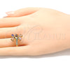 Anillo Multi Piedra 01.221.0004.08 Oro Laminado, Diseño de Gota, con Multicolor Zirconia Cubica, Pulido, Tono Dorado (Size 8)