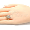 Anillo Multi Piedra 01.221.0006.07 Oro Laminado, con Blanca Zirconia Cubica, Pulido, Tono Dorado (Size 7)